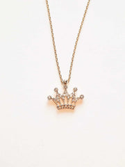 Halskette Damen König Crown, 14K 585 Gold, Weißer Zirkon, 42 cm - Ermus Gold