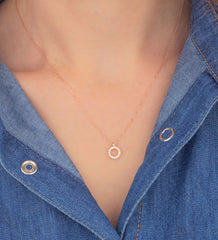 Halskette Damen Kreiskette, 925 Sterlingsilber, Rose Vergoldet, Zirkon - Ermus Gold