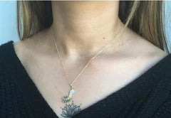 Halskette Damen Pfau, 14K Gelbgold, Weißer Zirkon, 42 cm - Ermus Gold