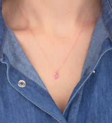 Halskette Damen Rosa Stein Möwe, 925 Sterling Silber, Rose Vergoldet - Ermus Gold