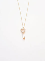 Halskette Damen Schlüsselherz, 14K Gold, Zirkon, Zeitlos Elegant - Ermus Gold