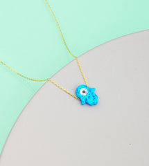 Opal Stein Evil Eye Halskette mit Fatma Mutter Hand – 925 Sterling Silber, Vergoldet - Ermus Gold