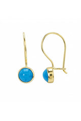 Türkis Kugel Gold Ohrringe, 14K Gold, Zirkon, 19 mm – Perfektes Geschenk - Ermus Gold