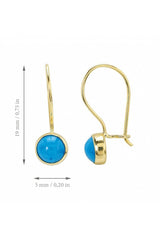 Türkis Kugel Gold Ohrringe, 14K Gold, Zirkon, 19 mm – Perfektes Geschenk - Ermus Gold