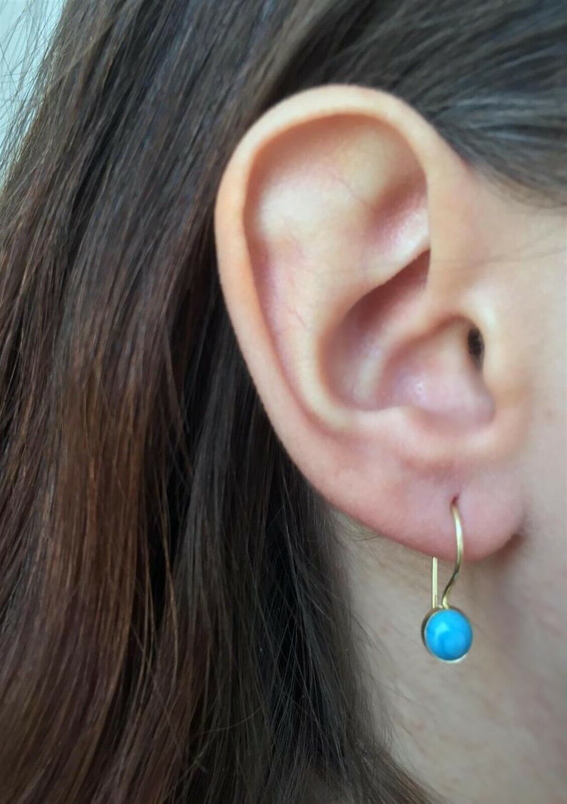 Türkis Kugel Gold Ohrringe, 14K Gold, Zirkon, 19 mm – Perfektes Geschenk - Ermus Gold