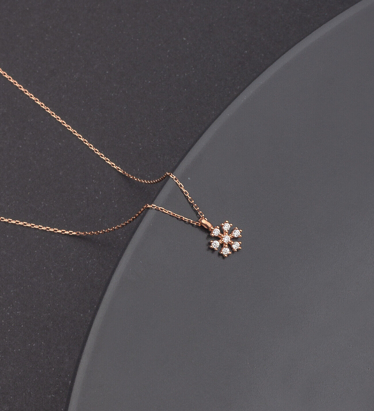Zirkon Stein Gänseblümchen Halskette, 925 Sterling Silber, Rose Vergoldet – Handgemachtes Geschenk - Ermus Gold