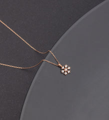 Zirkon Stein Gänseblümchen Halskette, 925 Sterling Silber, Rose Vergoldet – Handgemachtes Geschenk - Ermus Gold