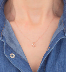 Zirkon Stein Gänseblümchen Halskette, 925 Sterling Silber, Rose Vergoldet – Handgemachtes Geschenk - Ermus Gold