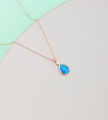 925 Sterlingsilber Opal Stein Tropfen Halskette ER0842Handgemacht-bestesGeschenk