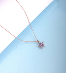 Amethyst Stein Narzisse Blume Halskette aus 925 Sterling Silber ER0616Handgemact