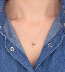 Halskette Damen 925 Sterlingsilber Ermusgold Onyx Mini Libelle HalsketteER0444